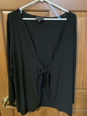 dressbarn Black Women's Top with V-Neck